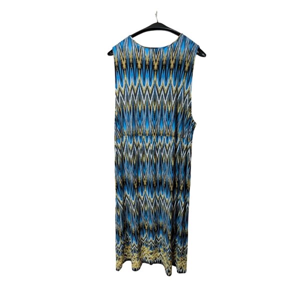 J. Jill Wearever Collection Womens 4X Sleeveless Dress Blue Yellow Chevron - Picture 4 of 7